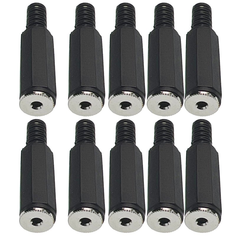 CESS 2.5mm Stereo Female Balanced TRS Plug Jack Socket Connectors, Soldering Type, 10 Pack, Matte Black Hexagonal Plastic Housing - Image 2